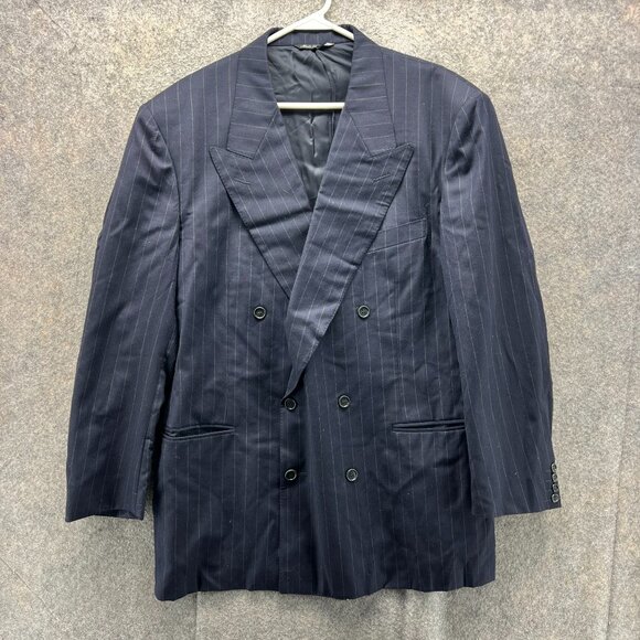 Canali Blazer Mens 44R Blue Pure Wool Italy Double Breasted Milano Fit Surreys - Picture 1 of 13
